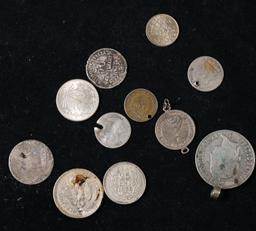 Group of 11 Coins - 1848 20 Kruczjar, 1943 and 1906 20 Centavos, Nicaragua 10 Centavos, Netherlands
