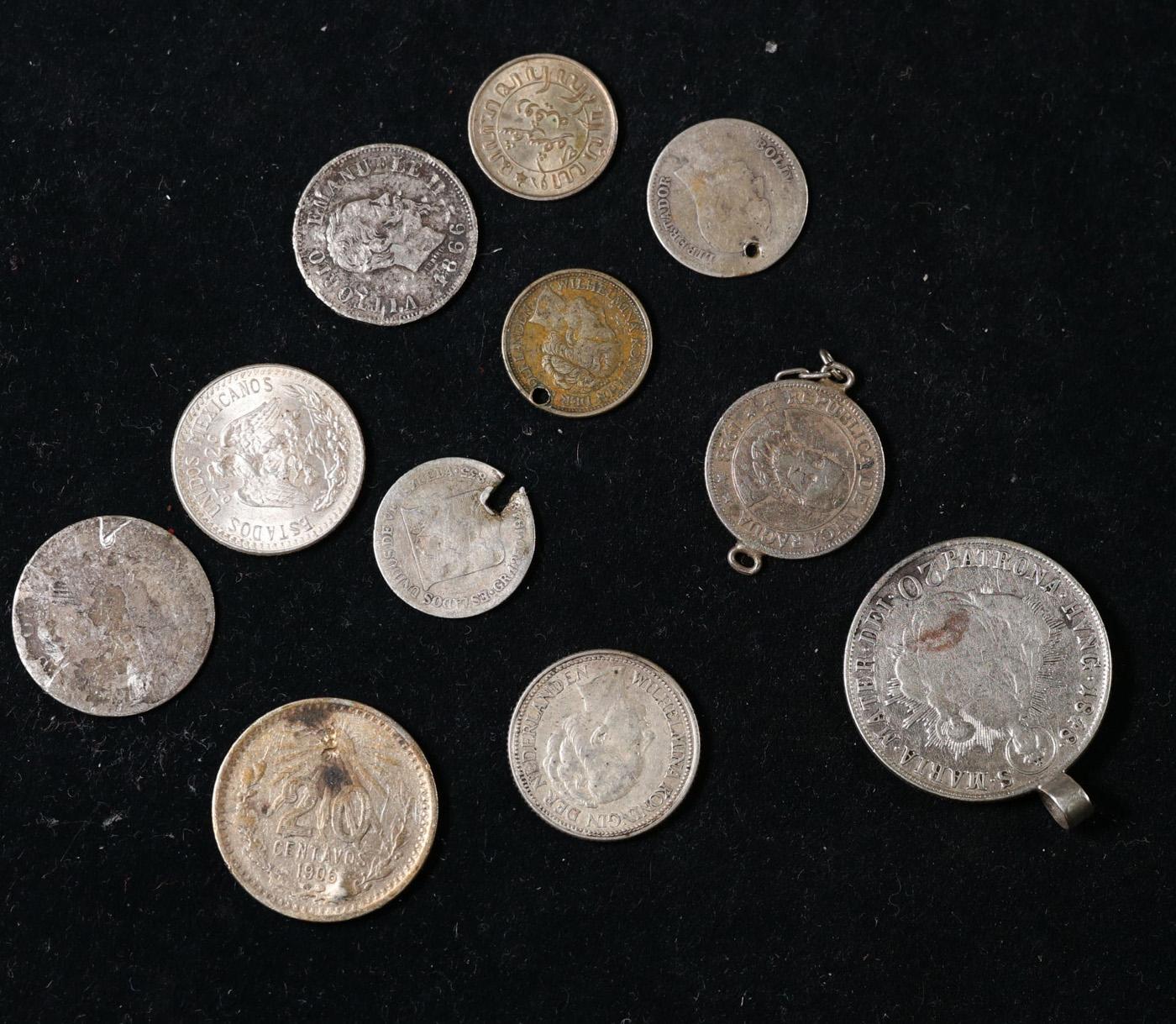 Group of 11 Coins - 1848 20 Kruczjar, 1943 and 1906 20 Centavos, Nicaragua 10 Centavos, Netherlands