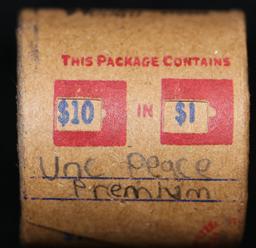 Must See! Covered End Roll! Marked "Unc Peace Premium"! X10 Coins Inside! (FC)