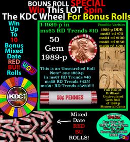 *BOGO* Buy This Great BU Red, 1989-p Shotgun Lincoln 1c Roll & Get 1 BU RED ROLL FREE. WOW!!! *BOGO*