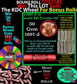 *BOGO* Buy This Great BU Red, 1997-d Shotgun Lincoln 1c Roll & Get 1 BU RED ROLL FREE. WOW!!! *BOGO*