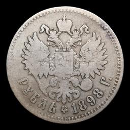 1898 Russia 1 Ruble Silver Y# 59.1 Grades vf+