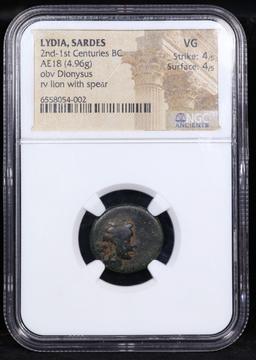 NGC 2nd-1st Century BC Lydia, Sardes AE18 Ancient Roman Coin Ancient Graded VG By NGC