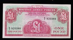 1962 ND 4th Series British Armed Forces 1 Pound Special Voucher P# M36a Grades Choice AU/BU Slider