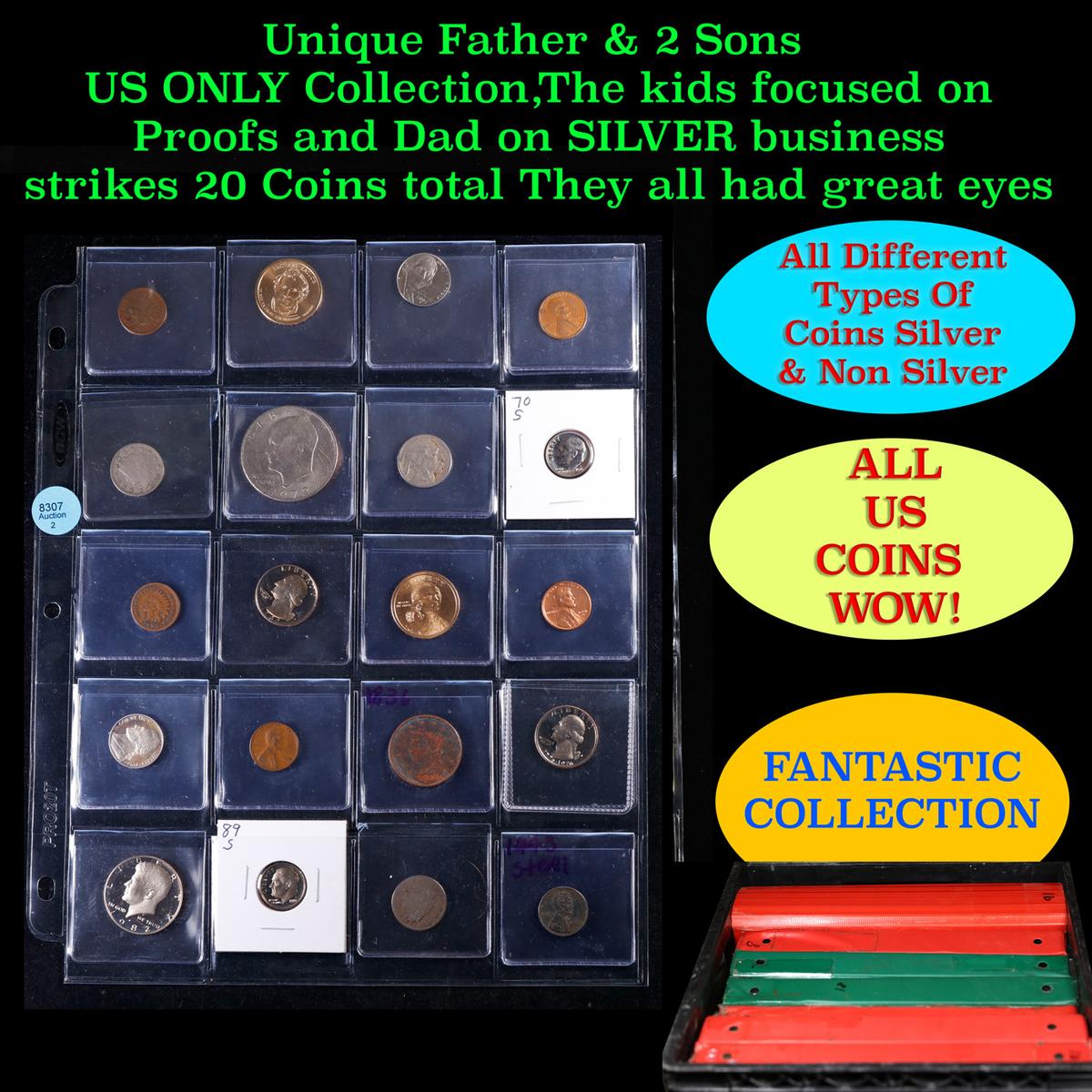 Unique Father & 2 Sons US ONLY Collection,The kids focused on Proofs and Dad on SILVER business stri