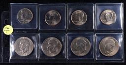 Superb Page of 8 US Coins 4x Kennedy Half Dollars, 4x Eisenhower $1's