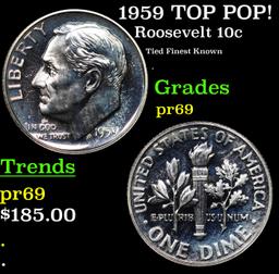 Proof 1959 Roosevelt Dime TOP POP! 10c Graded pr69 BY SEGS