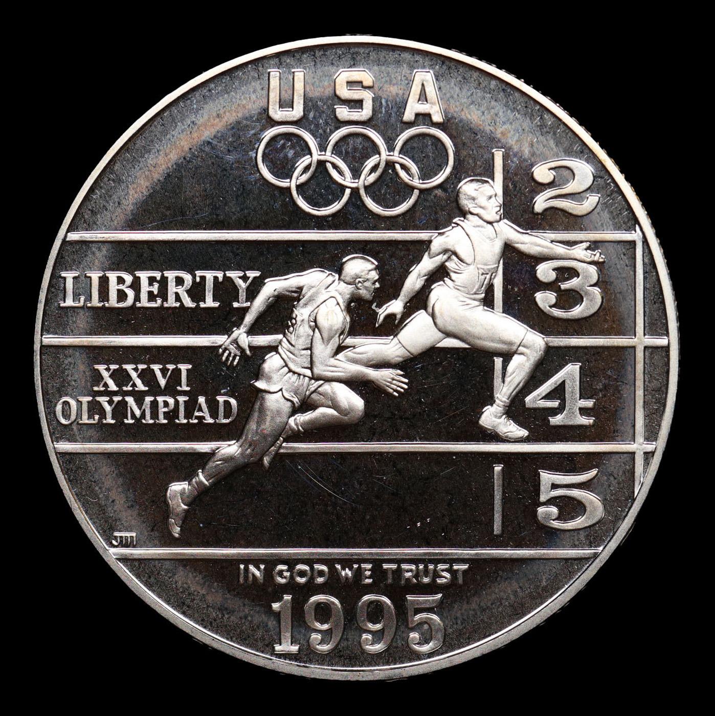 Proof 1995-P Olympics Track & Field Modern Commem Dollar 1 Grades GEM++ Proof Deep Cameo