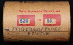 High Value - Mixed Covered End Roll - Marked "Morgan/Peace Reserve" - Weight shows x20 Coins (FC)