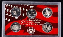 2001 United States Mint Silver Proof Quarters 5 pc set No Outer Box