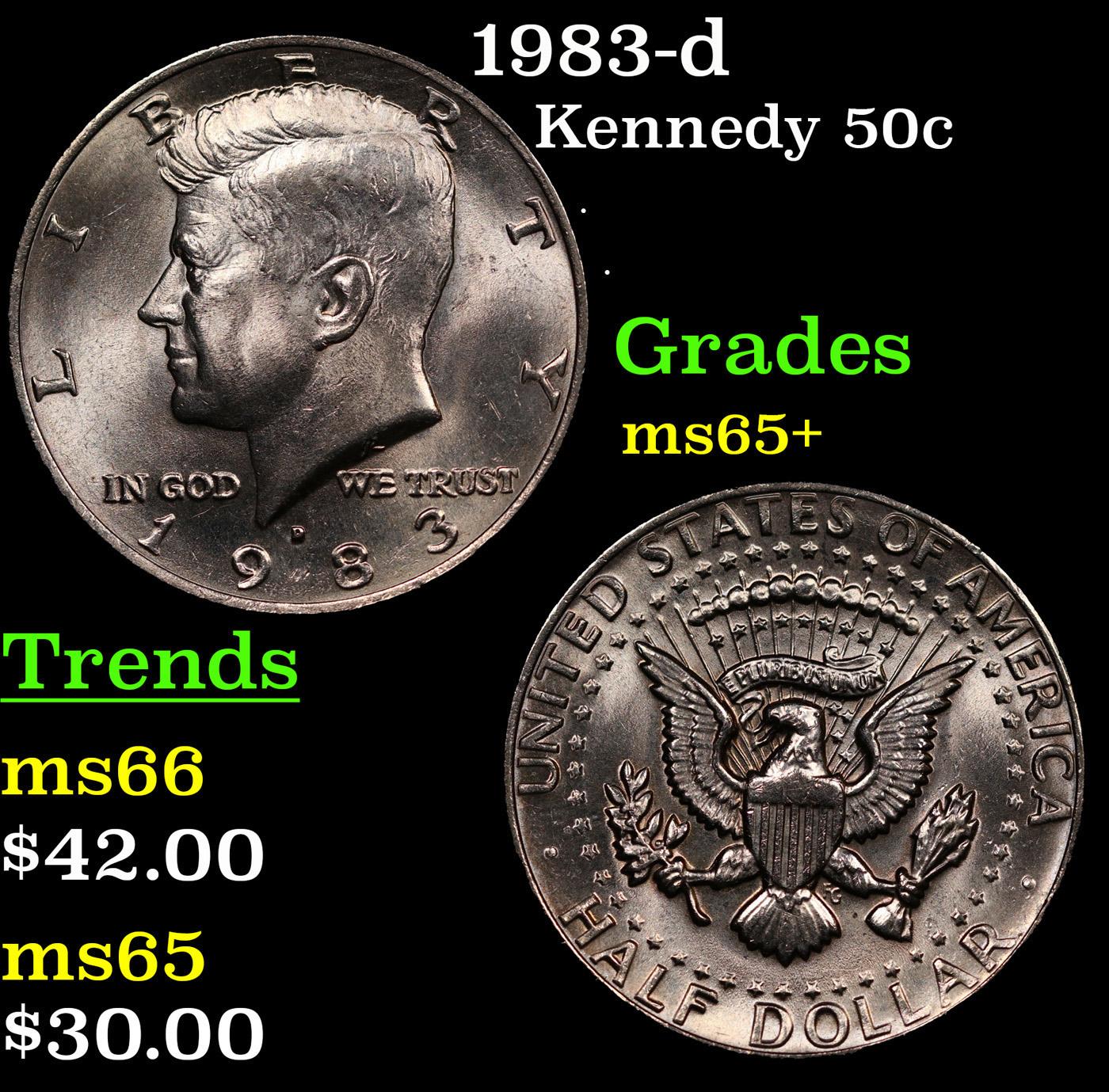 1983-d Kennedy Half Dollar 50c Grades GEM+ Unc