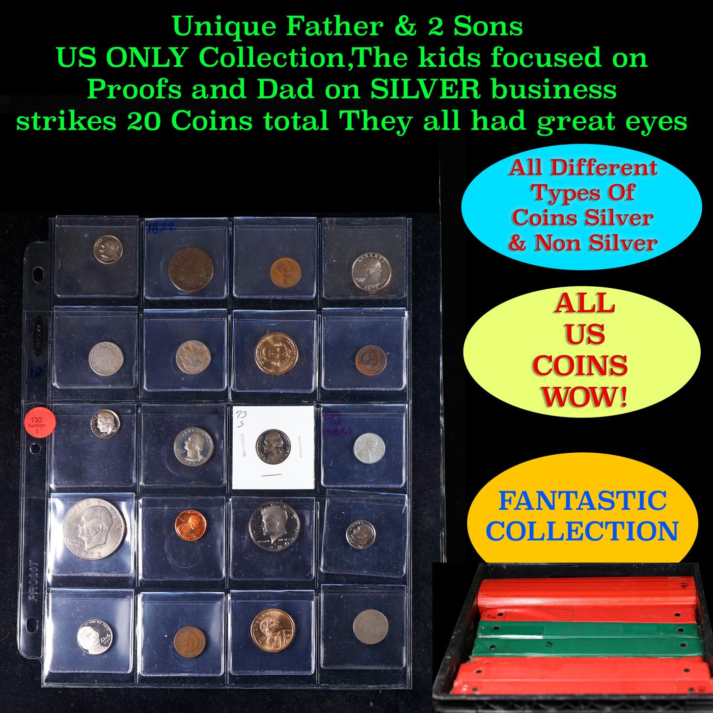 Unique Father & 2 Sons US ONLY Collection,The kids focused on Proofs and Dad on SILVER business stri