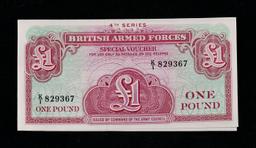 2x Consecutive CU 1962 4th Series British Armed Forces 1 Pound Special Voucher P# M36a Grades Brilli