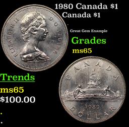 1980 Canada $1 Canada Dollar 1 Grades GEM Unc