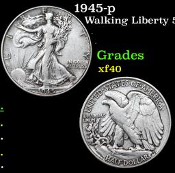 1945-p Walking Liberty Half Dollar 50c Grades xf