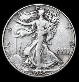1945-p Walking Liberty Half Dollar 50c Grades xf