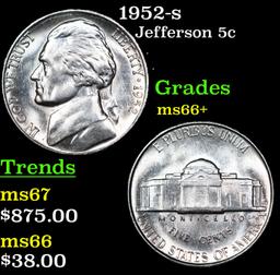 1952-s Jefferson Nickel 5c Grades GEM++ Unc