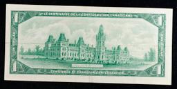1967 Canada Centennial Issue 1 Dollar Banknote P# 84a Grades Choice AU/BU Slider