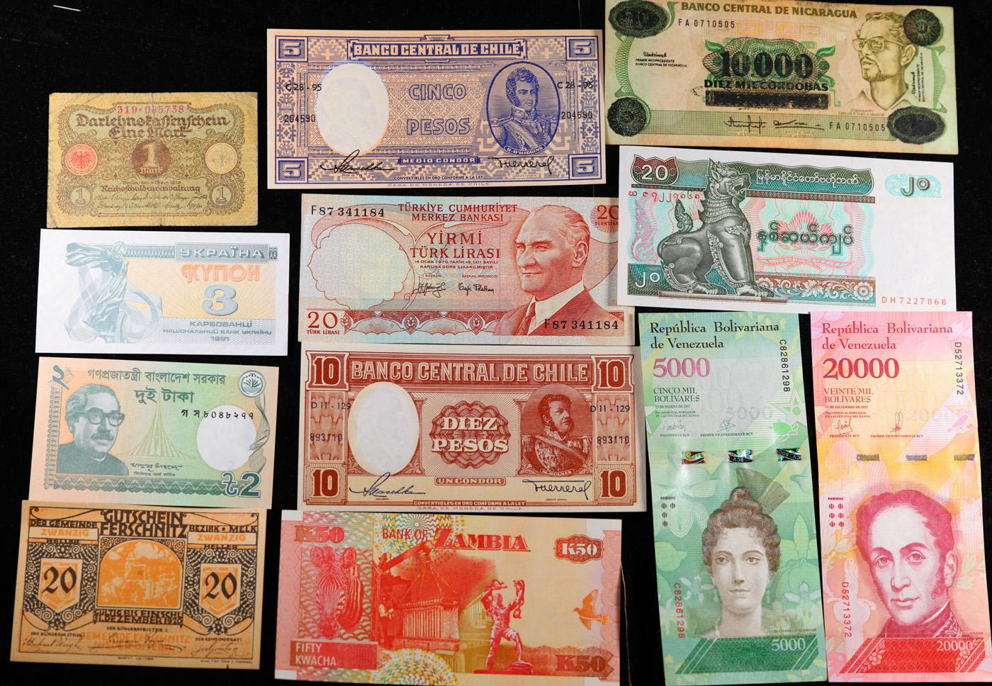 Lot of 25 Different Foreign Notes, A Variety of Countries, Dates, and Denominations!