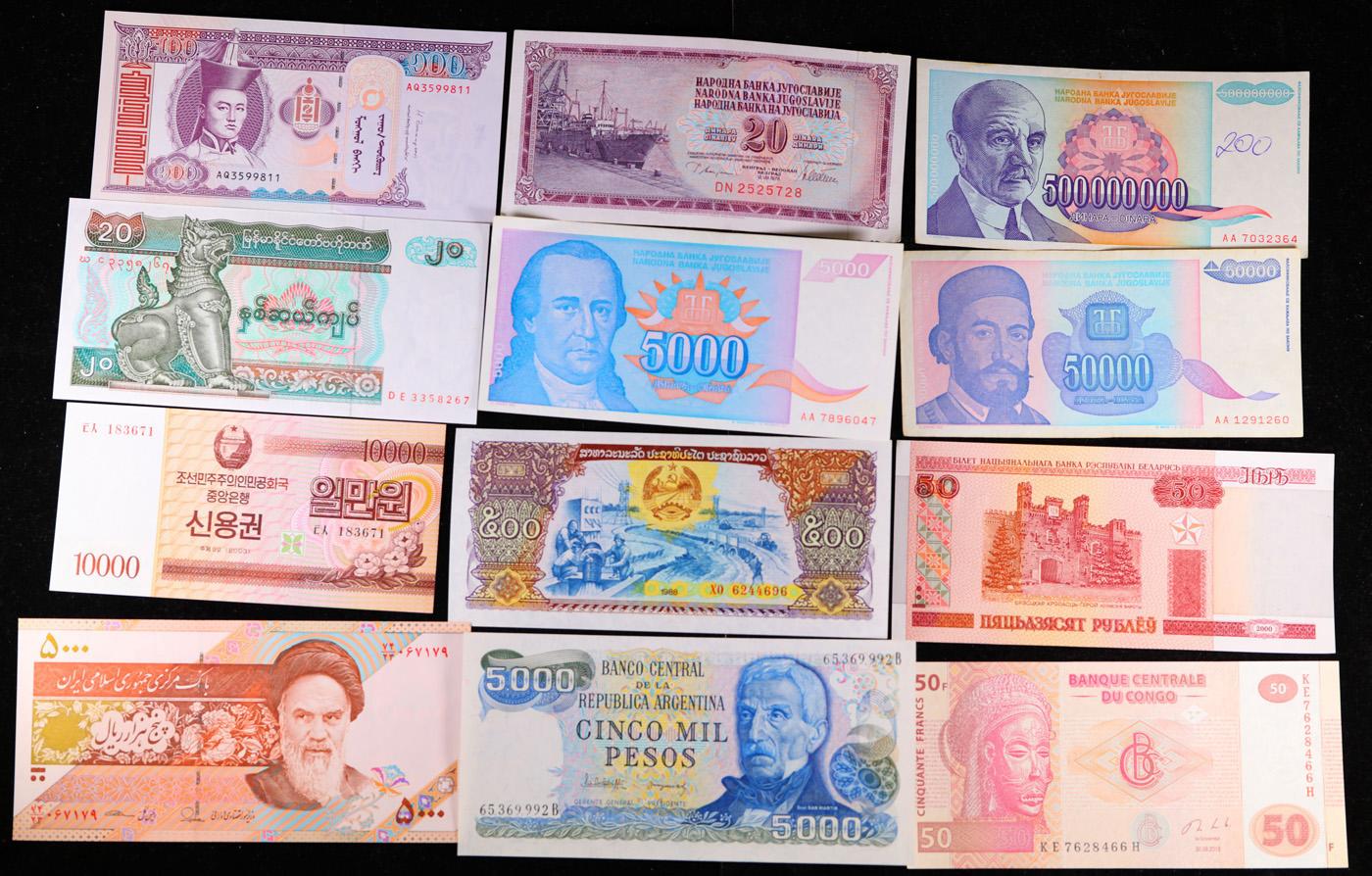 Lot of 22 Foreign Currency Notes - Variety of Countries, Years, Denominations!