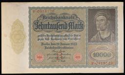 1922 Germany 10,000 Marks "Vampire" Post-WWI Hyperinflation Note P# 70 Grades Select AU
