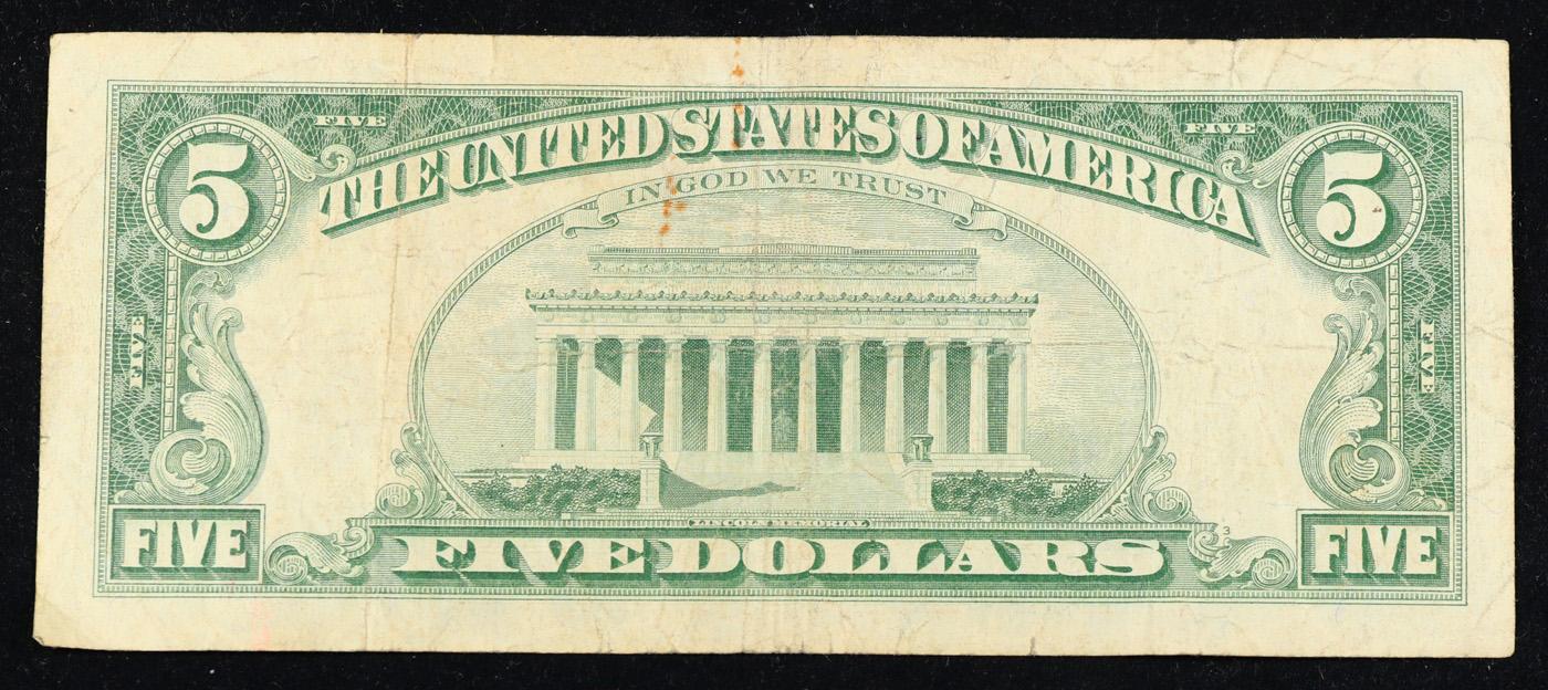 1963 $5 Red Seal United States Note Grades vf+