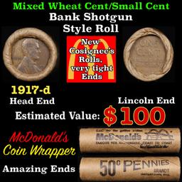 Lincoln Wheat Cent 1c Mixed Roll Orig Brandt McDonalds Wrapper, 1917-d end, Wheat other end