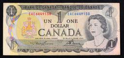 1969-1975 Canada 1 Dollar Banknote P# 85a, Sig. Lawson & Bouey Grades vf+