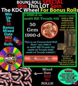 *BOGO* Buy This Great BU Red, 1990-d Shotgun Lincoln 1c Roll & Get 1 BU RED ROLL FREE. WOW!!! *BOGO*