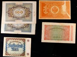 Group of 8 Early 1900's WWI German Hyperinflation Notes