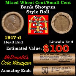 Lincoln Wheat Cent 1c Mixed Roll Orig Brandt McDonalds Wrapper, 1917-d end, Wheat other end