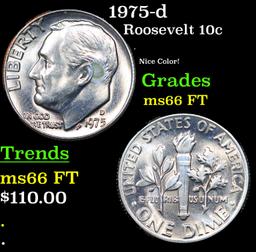 1975-d Roosevelt Dime 10c Grades GEM+ FT