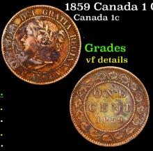 1859 Canada 1 Cent KM# 1 Grades vf details