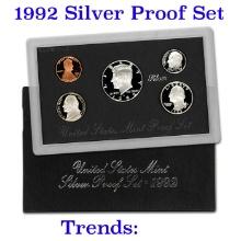 1996 United States Mint Silver Proof Set. 5 Coins Inside. Black box and COA