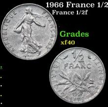 1966 France 1/2 Franc KM# 931.1 Grades xf