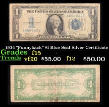 1934 "Funnyback" $1 Blue Seal Silver Certificate Grades f+