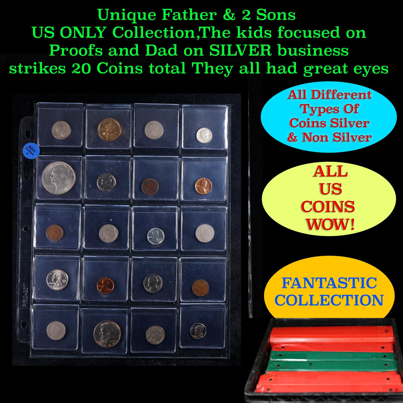 Unique Father & 2 Sons US ONLY Collection,The kids focused on Proofs and Dad on SILVER business stri