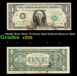 1963B $1 Green Seal Federal Reserve Note Grades vf++