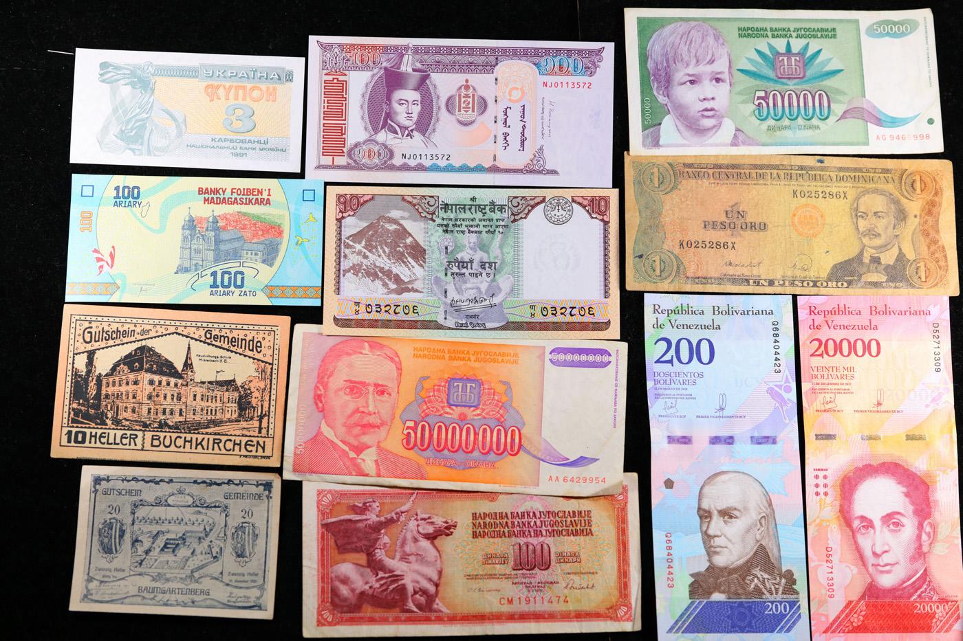 Lot of 25 Different Foreign Notes, A Variety of Countries, Dates, and Denominations!