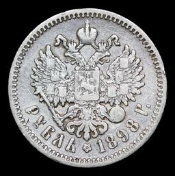 1898 (A G) Russia 1 Ruble Silver Y# 59.3 Grades xf+