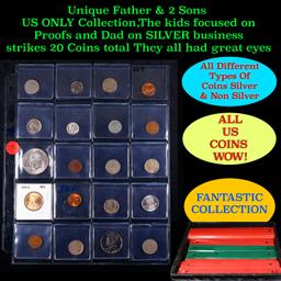 Unique Father & 2 Sons US ONLY Collection,The kids focused on Proofs and Dad on SILVER business stri