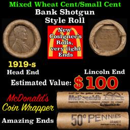 Lincoln Wheat Cent 1c Mixed Roll Orig Brandt McDonalds Wrapper, 1919-s end, Wheat other end