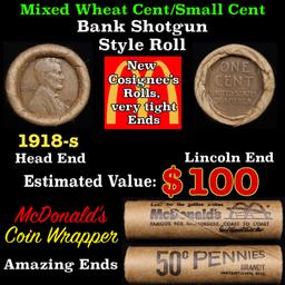 Lincoln Wheat Cent 1c Mixed Roll Orig Brandt McDonalds Wrapper, 1918-s end, Wheat other end