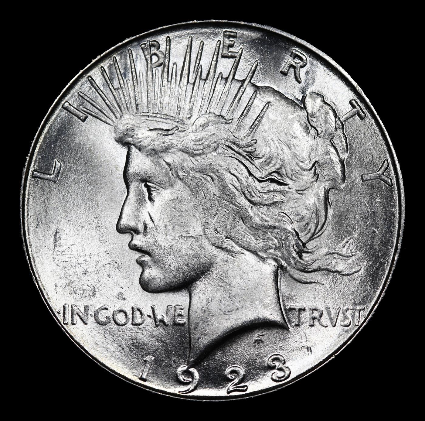 ***Auction Highlight*** 1923-s Peace Dollar $1 Graded ms64+ BY SEGS (fc)