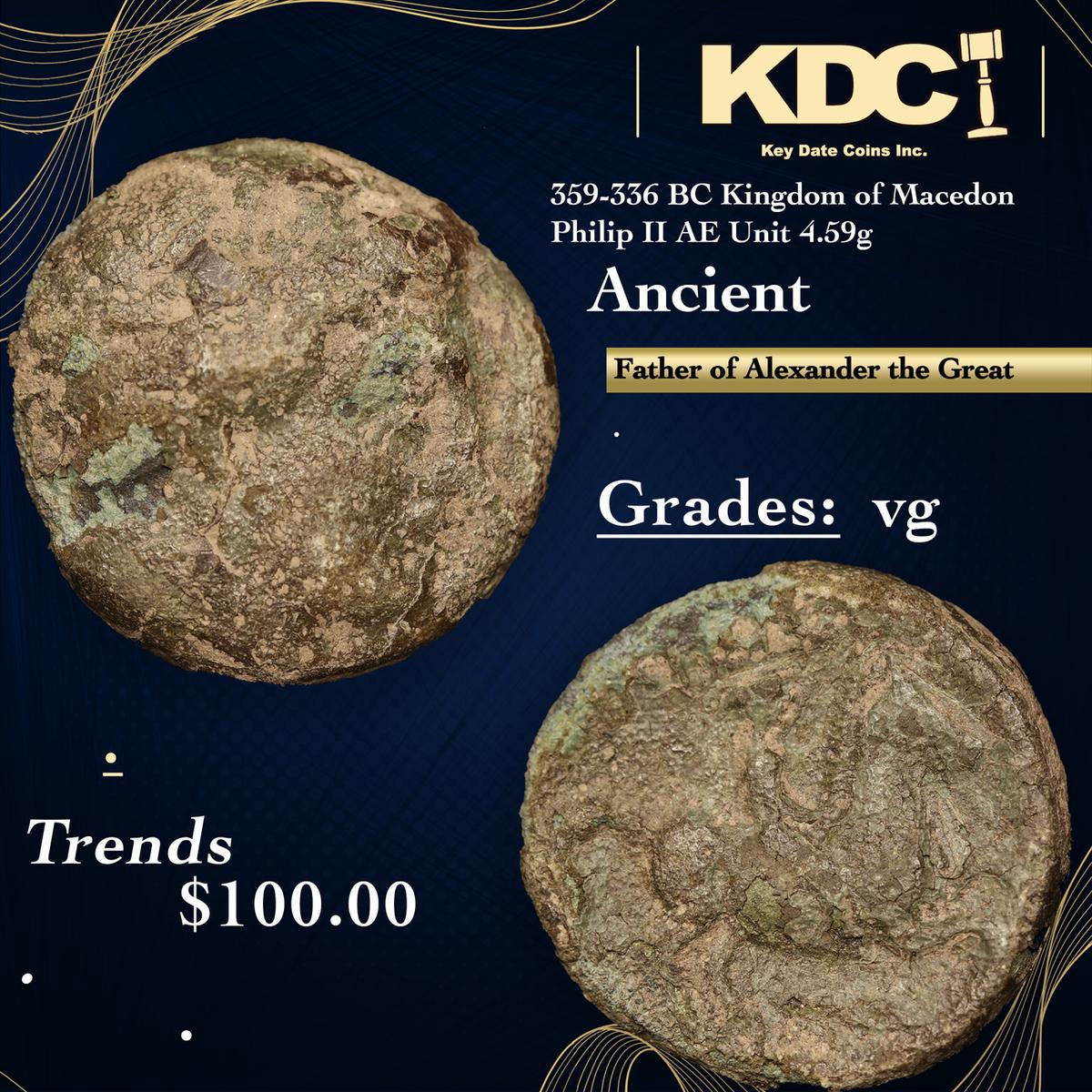 359-336 BC Kingdom of Macedon Philip II AE Unit 4.59g Ancient Grades vg