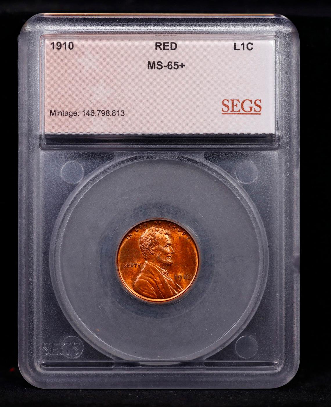 1910-p Lincoln Cent 1c Graded ms65+ rd By SEGS