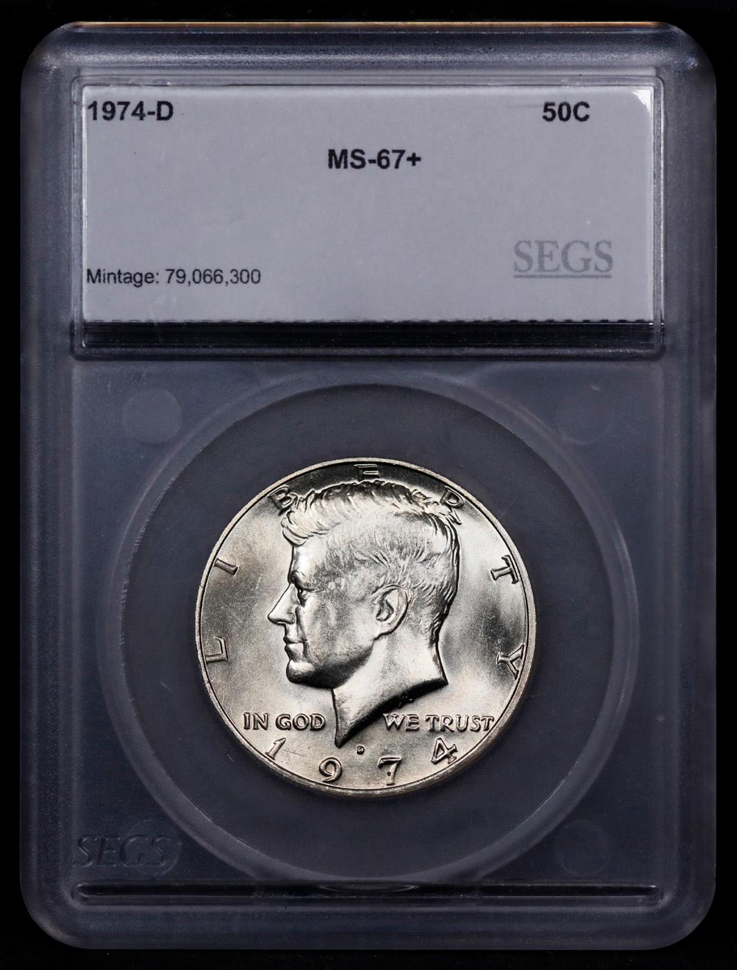 ***Auction Highlight*** 1974-d Kennedy Half Dollar TOP POP! 50c Graded ms67+ BY SEGS (fc)