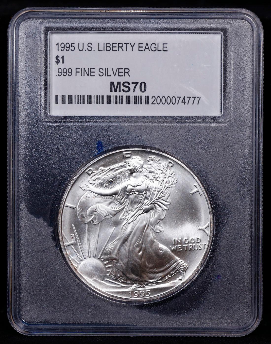 ***Auction Highlight*** 1995 Silver Eagle Dollar $1 Graded ms70 By PCC (fc)