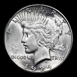 ***Auction Highlight*** 1924-s Peace Dollar $1 Graded ms63+ BY SEGS (fc)