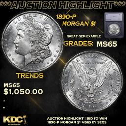 ***Auction Highlight*** 1890-p Morgan Dollar $1 Graded ms65 By SEGS (fc)